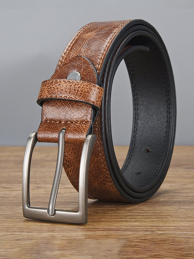 Cinturón vintage para hombre de cuero desgastado para actividades al aire libre