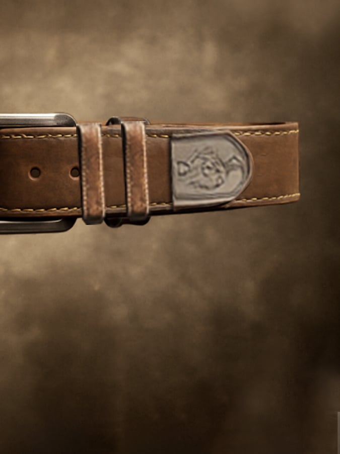 Cinturón de cuero vintage para hombre con aspecto desgastado