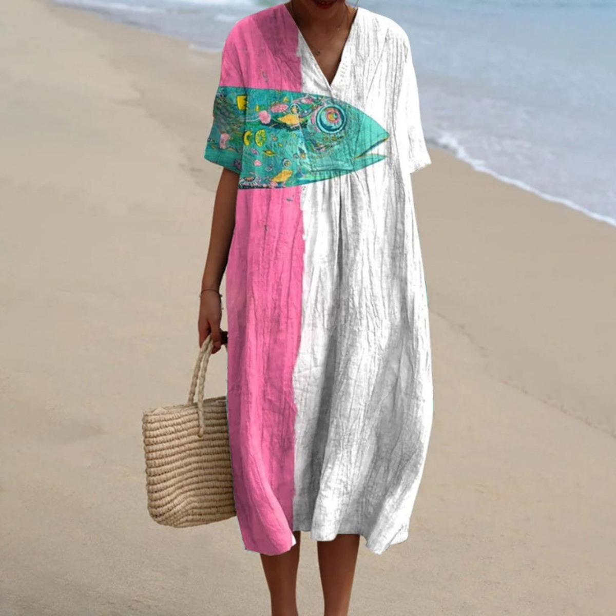 Kalinda™ | Vestido de Verano con Estampado de Peces