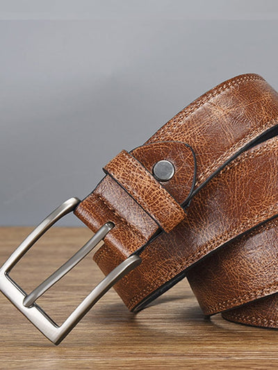 Cinturón vintage para hombre de cuero desgastado para actividades al aire libre