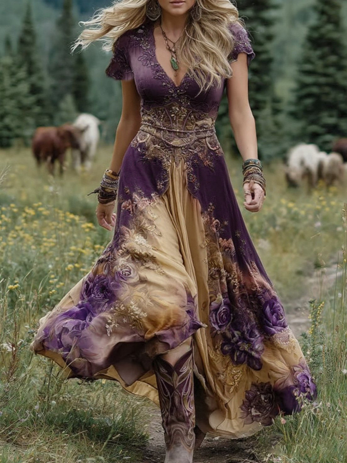 Kelly | Vestido Maxi Floral en Degradado