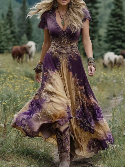 Kelly | Vestido Maxi Floral en Degradado