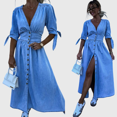 Sophia™ | Vestido de Denim Elegante