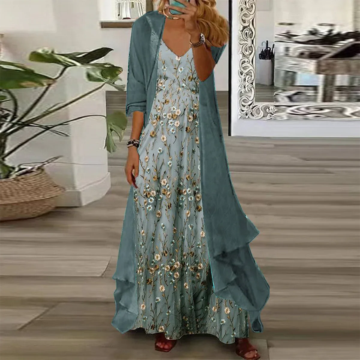 Elowen | Vestido Maxi con Chaqueta (Conjunto de 2 Piezas)