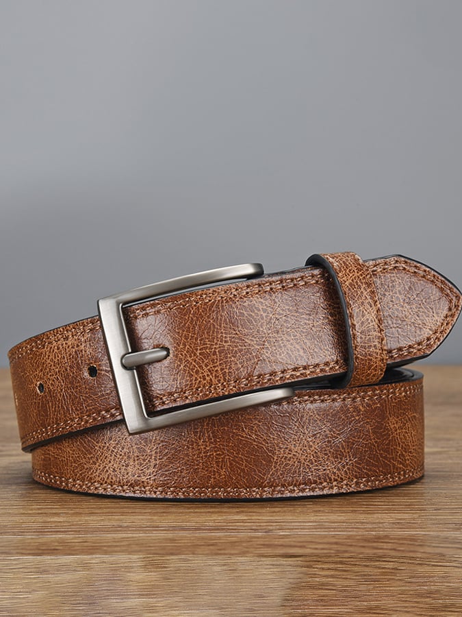 Cinturón vintage para hombre de cuero desgastado para actividades al aire libre