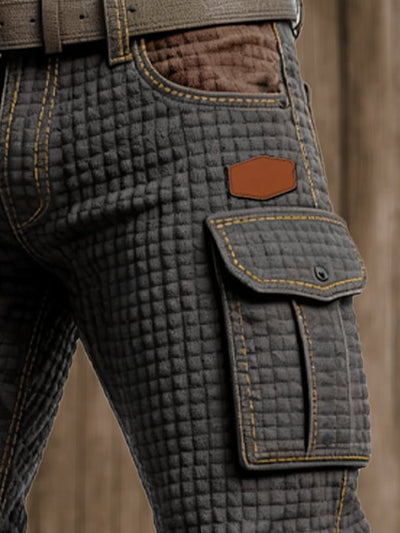 Pantalones de trabajo multifuncionales retro para hombre con bolsillos