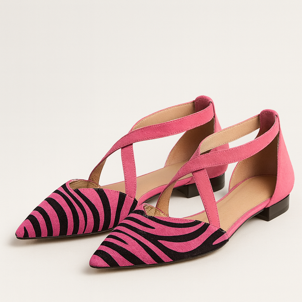 Sylara™ | Flats con Correas Cruzadas de Cebra