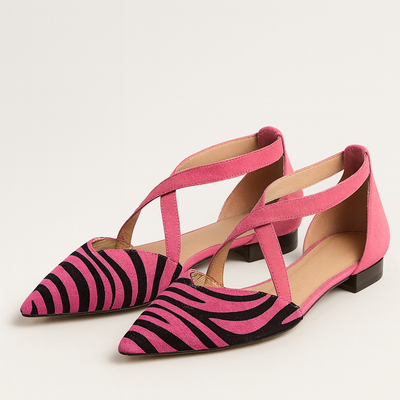 Sylara™ | Flats con Correas Cruzadas de Cebra