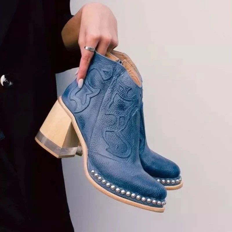 Sue™ | Botas de Cuero Bordadas Norwich