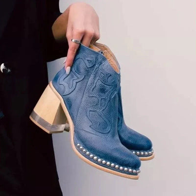 Sue™ | Botas de Cuero Bordadas Norwich