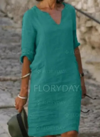 Vestido Mini Vintage Verano Lino-Algodón