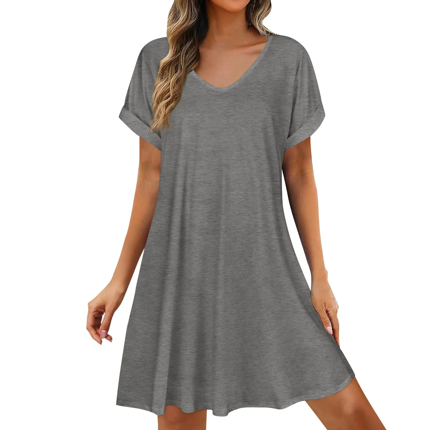 Paola | Vestido de Verano Liviano con Cuello Redondo y Mangas Cortas