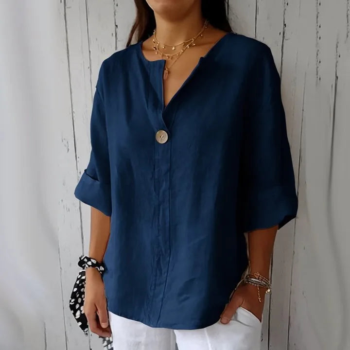 Blusa VEITCHE Cuello V Lino-Algodón
