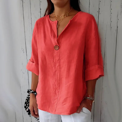 Blusa VEITCHE Cuello V Lino-Algodón