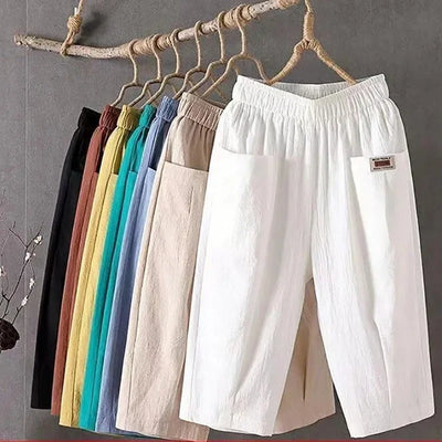 Pantalón Capri Verano Mujer Lino-Algodón