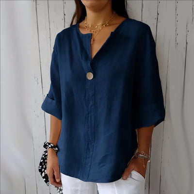 Blusa VEITCHE Cuello V Lino-Algodón