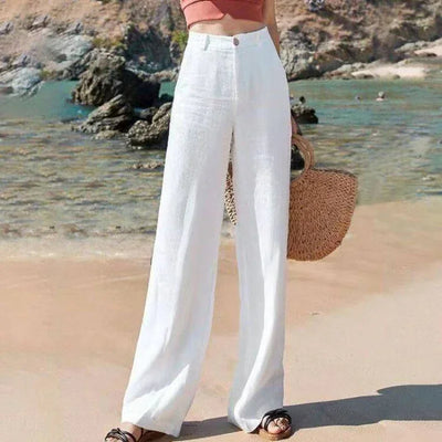 Pantalón Blanco Holgado Verano Cintura Alta