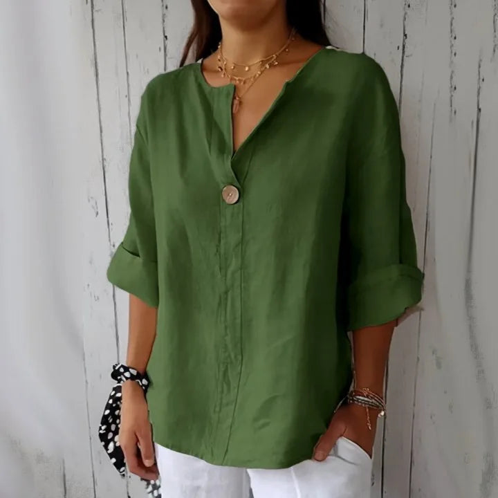 Blusa VEITCHE Cuello V Lino-Algodón
