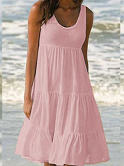 Ingrid | Vestido Midi Elegante sin Mangas con Espalda Descubierta