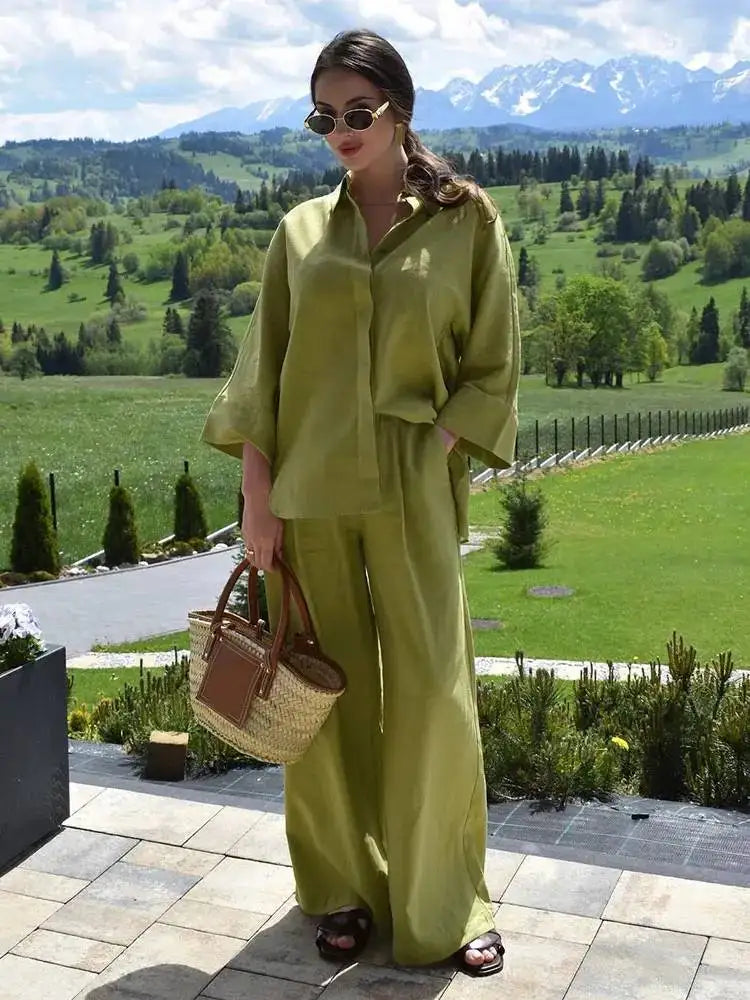 Valeria | Set Chic de 2 Piezas con Pantalón Ancho y Blusa Ligera