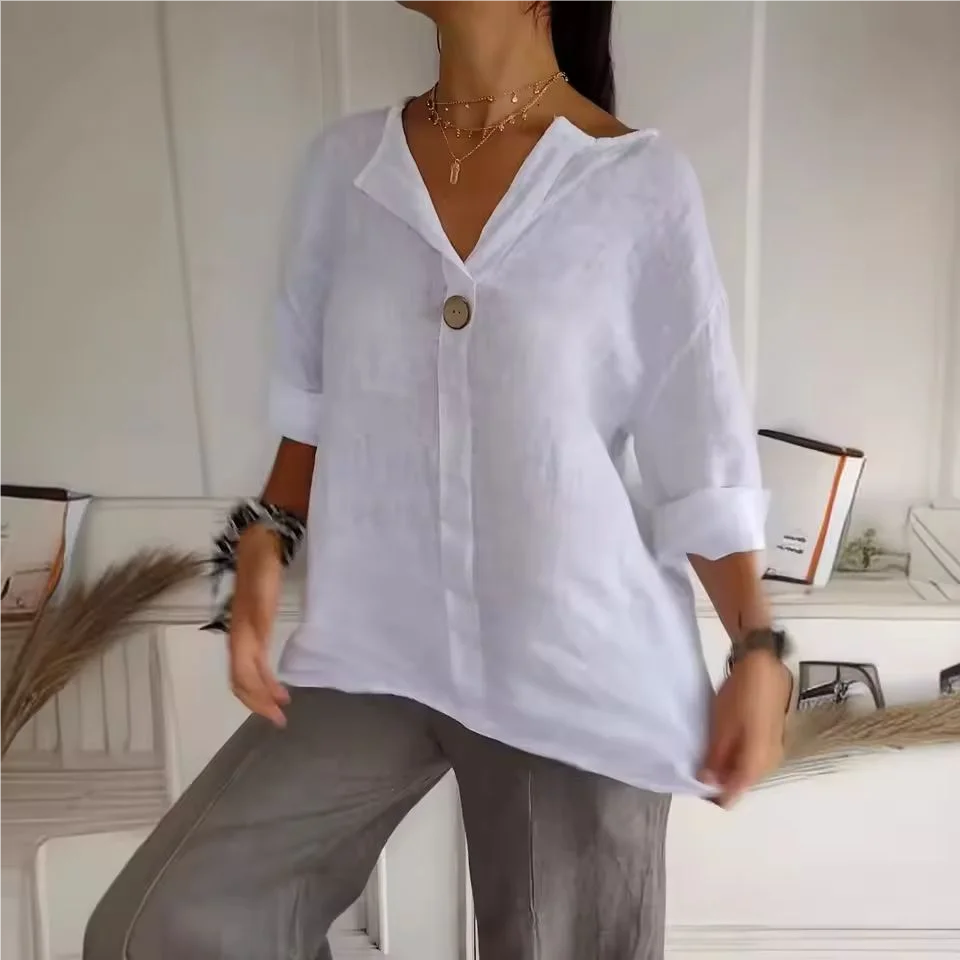 Blusa VEITCHE Cuello V Lino-Algodón