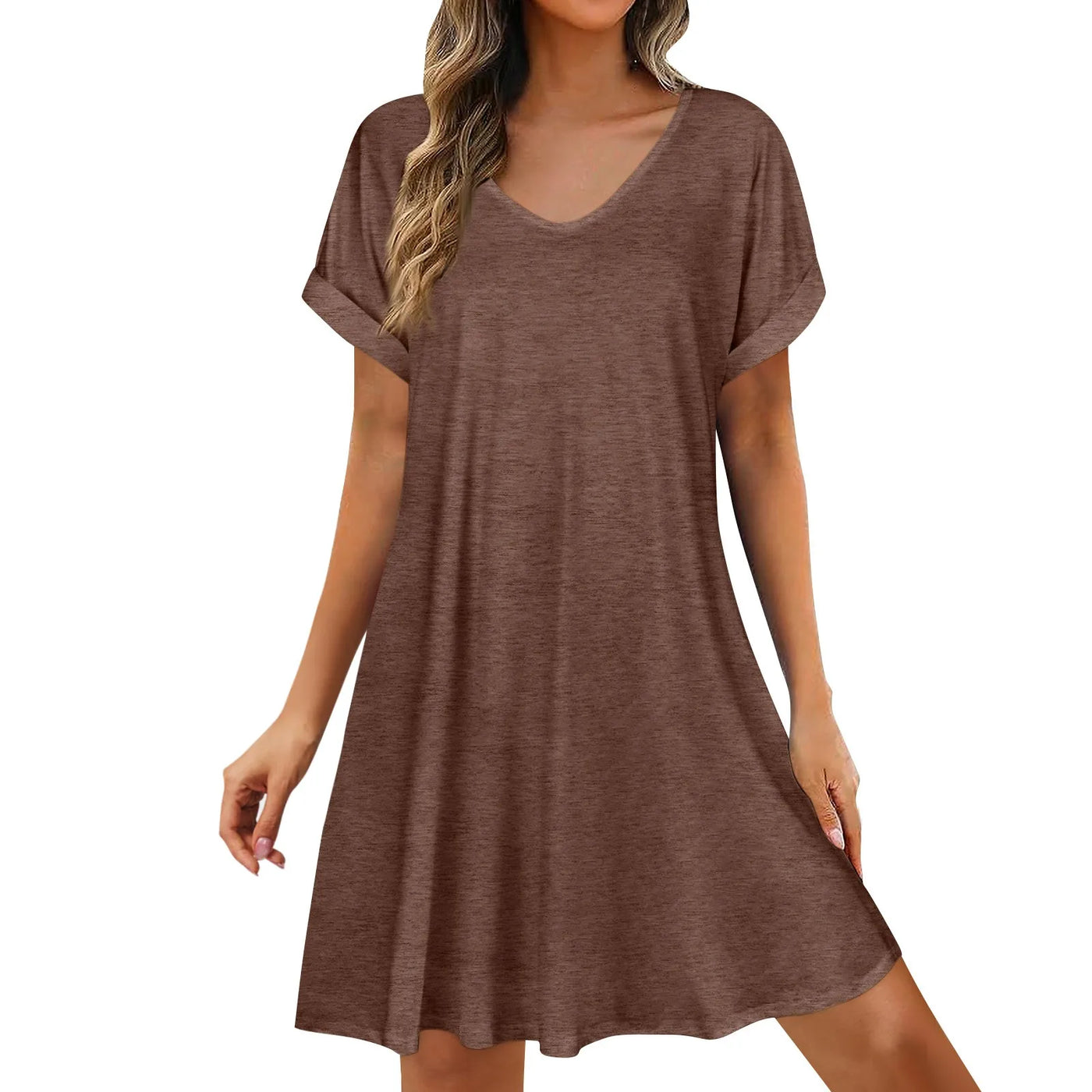 Paola | Vestido de Verano Liviano con Cuello Redondo y Mangas Cortas