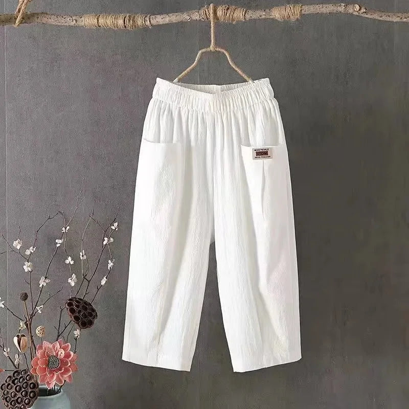 Pantalón Capri Verano Mujer Lino-Algodón