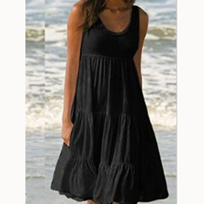 Ingrid | Vestido Midi Elegante sin Mangas con Espalda Descubierta