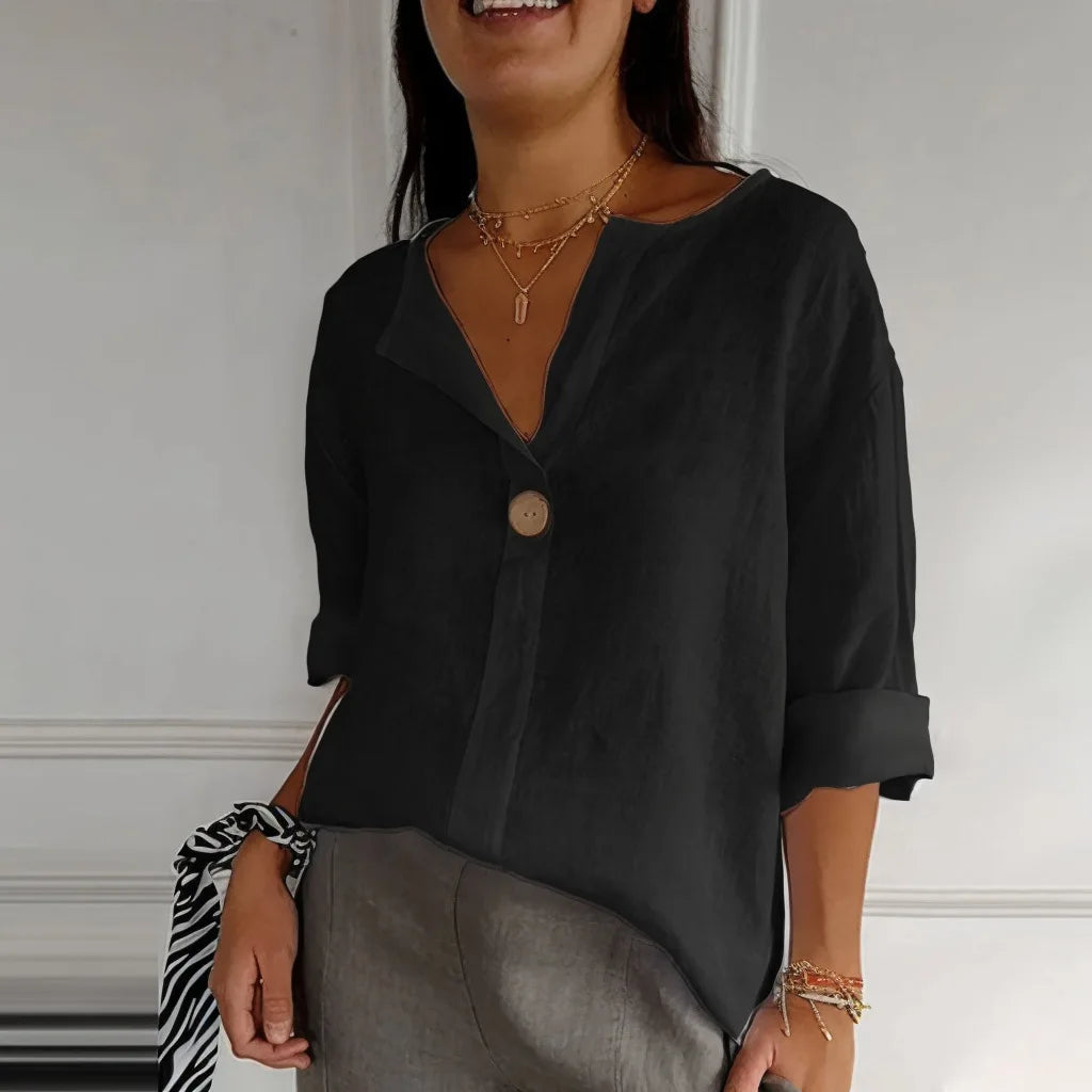 Blusa VEITCHE Cuello V Lino-Algodón