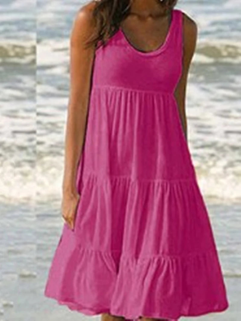 Ingrid | Vestido Midi Elegante sin Mangas con Espalda Descubierta