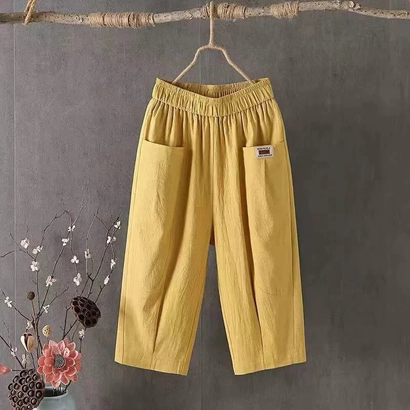 Pantalón Capri Verano Mujer Lino-Algodón