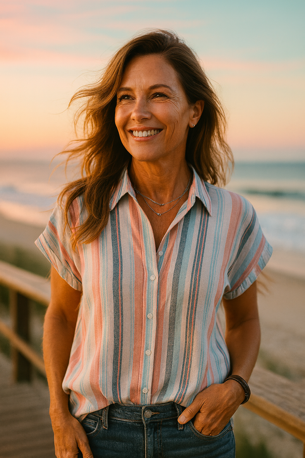 Luna | Blusa Casual con Estampado de Rayas Grandes