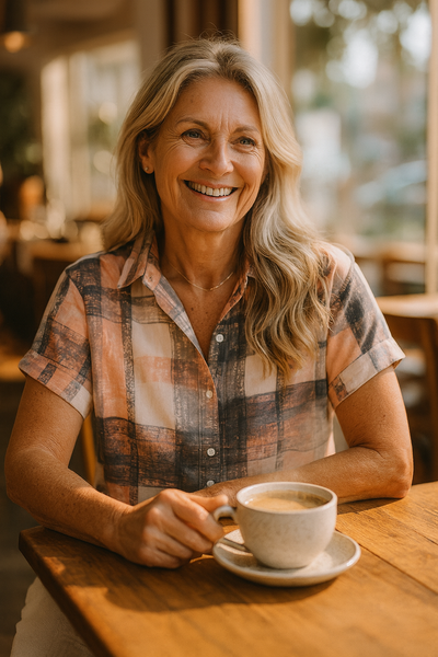 Liora | Blusa Casual con Estampado Cuadrado