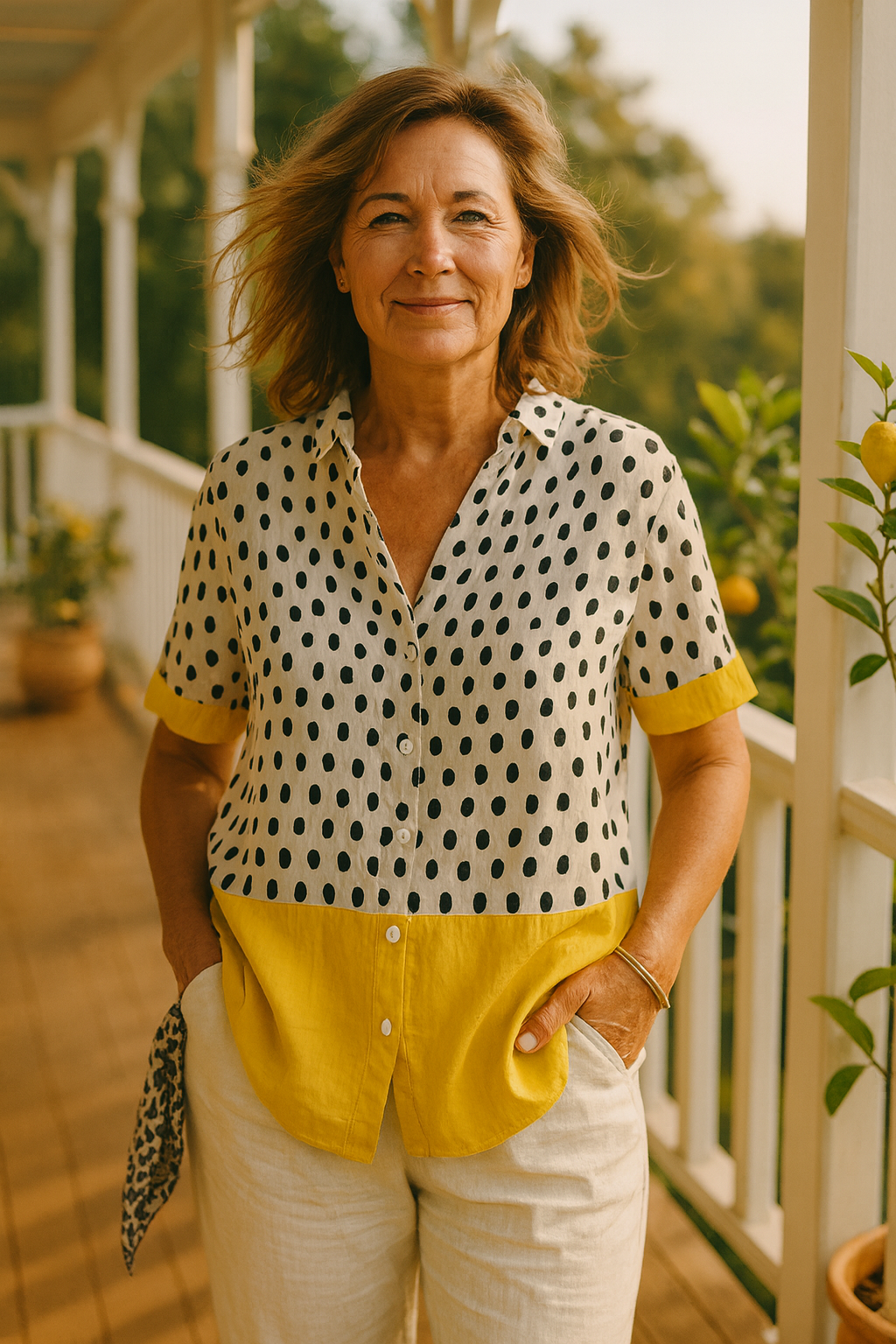 Zavi | Blusa Casual con Estampado de Puntos