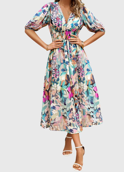 Merlin™ | Vestido Midi Floral Halagador