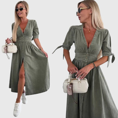 Sophia™ | Vestido de Denim Elegante