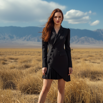 Mini Blazerjurk met Knopen en Geplooide Zoom