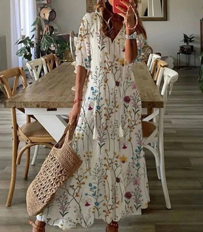 Junio | Vestido Maxi Boho con Cobertura Agradada para el Abdomen