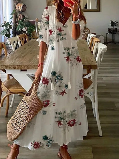 Junio | Vestido Maxi Boho con Cobertura Agradada para el Abdomen